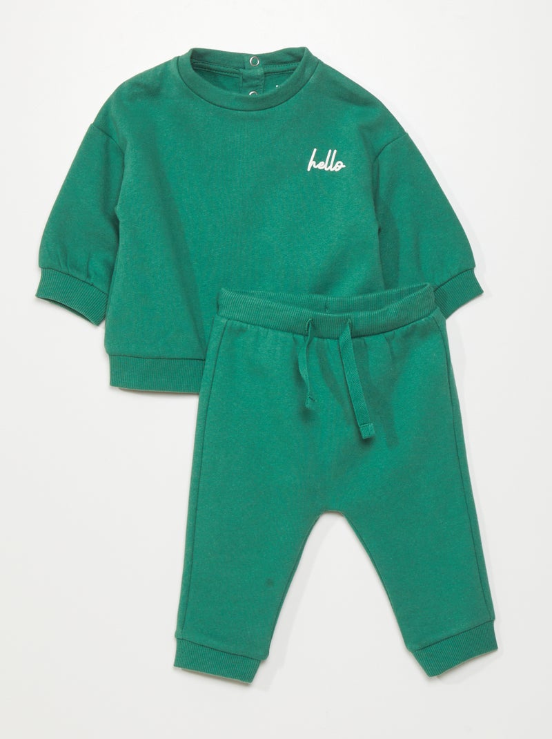 Ensemble sweat + pantalon de jogging - 2 pièces Vert sapin - Kiabi