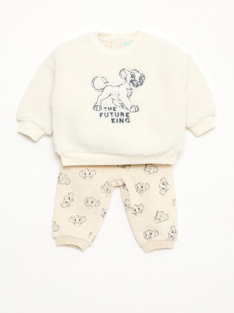 Ensemble sweat + pantalon 'Disney' 'Simba' en coton Blanc - Kiabi