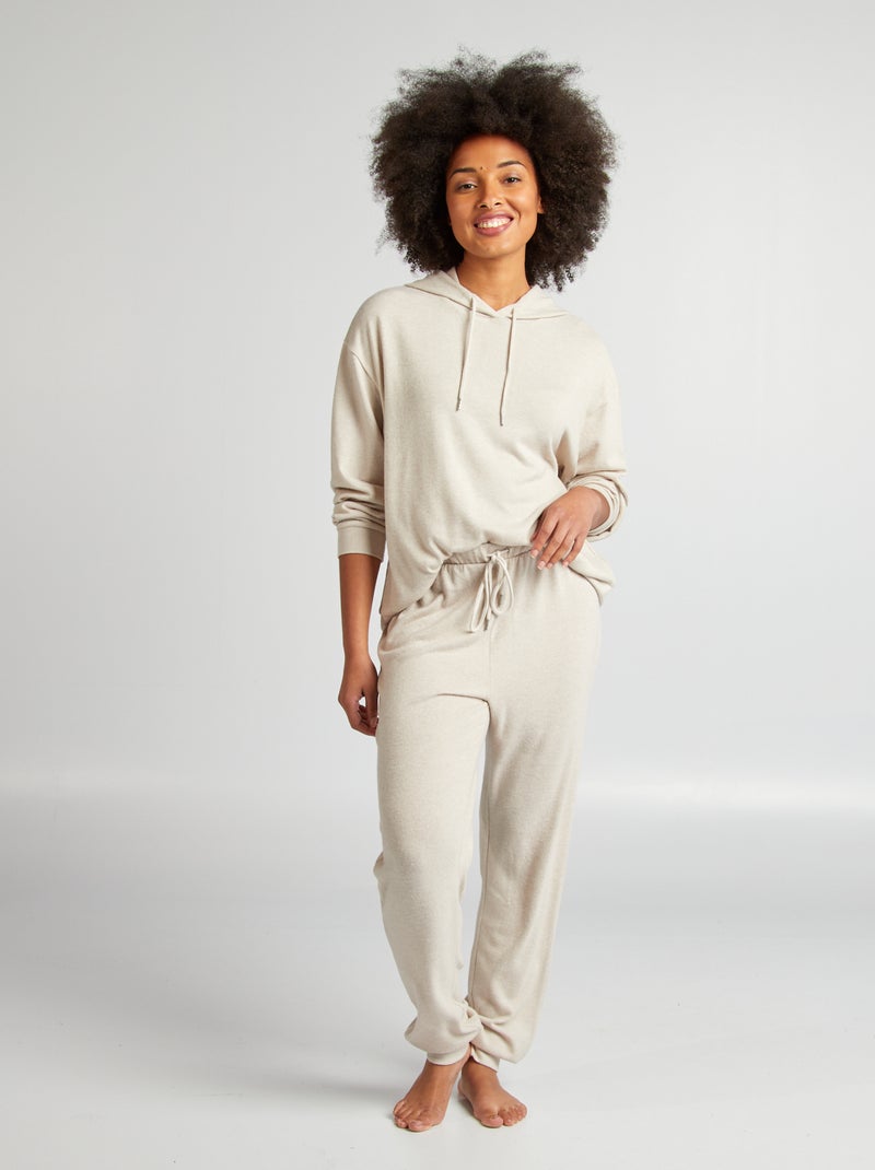 Ensemble sweat + pantalon en maille doudou BEIGE - Kiabi