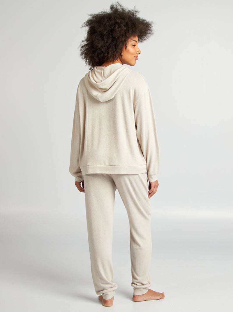 Ensemble sweat + pantalon en maille doudou BEIGE - Kiabi