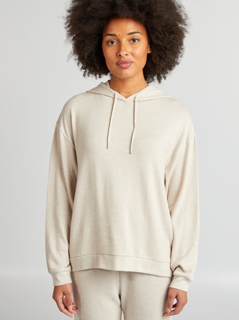 Ensemble sweat + pantalon en maille doudou BEIGE - Kiabi