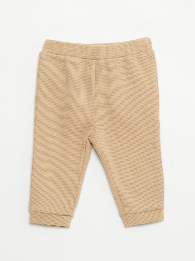 Ensemble sweat + pantalon en matière nid d'abeilles - 2 pièces Beige - Kiabi