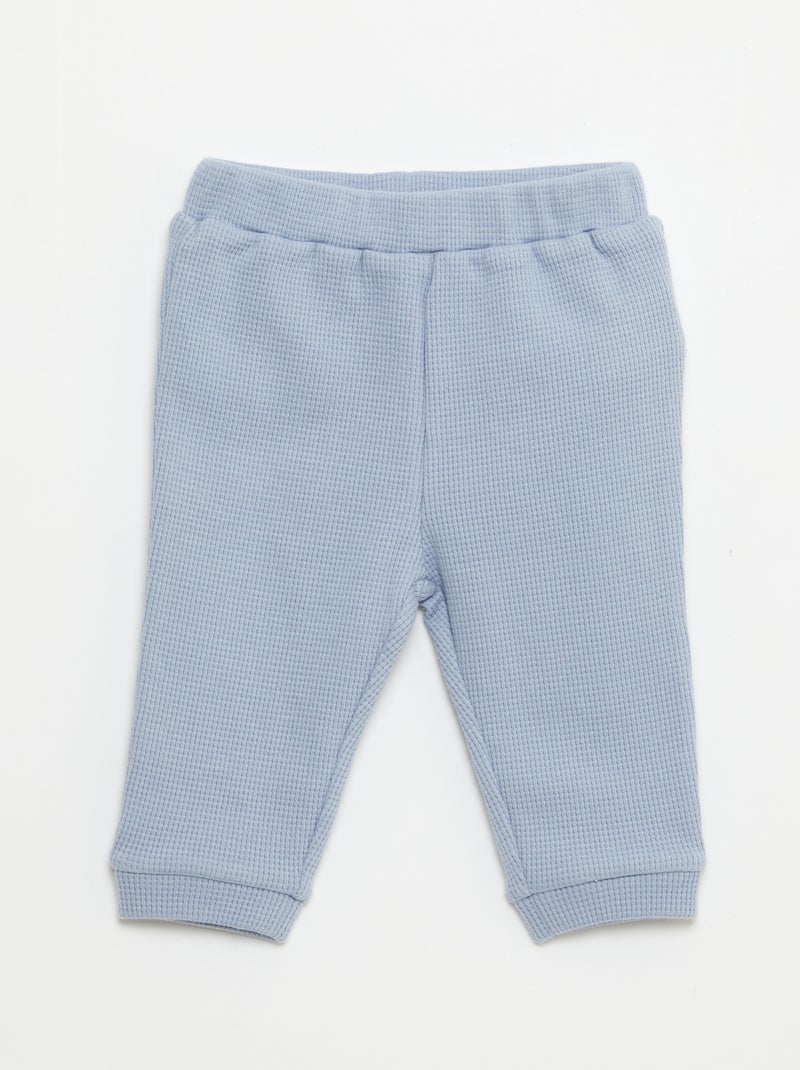 Ensemble sweat + pantalon en matière nid d'abeilles - 2 pièces Bleu - Kiabi