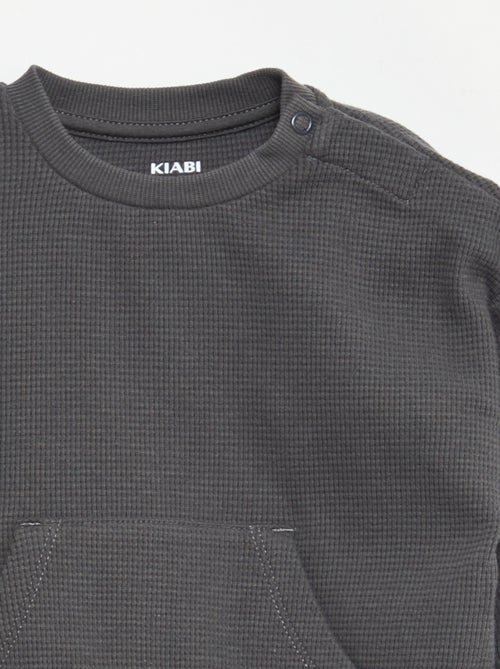 Ensemble sweat + pantalon en matière nid d'abeilles - 2 pièces - Kiabi