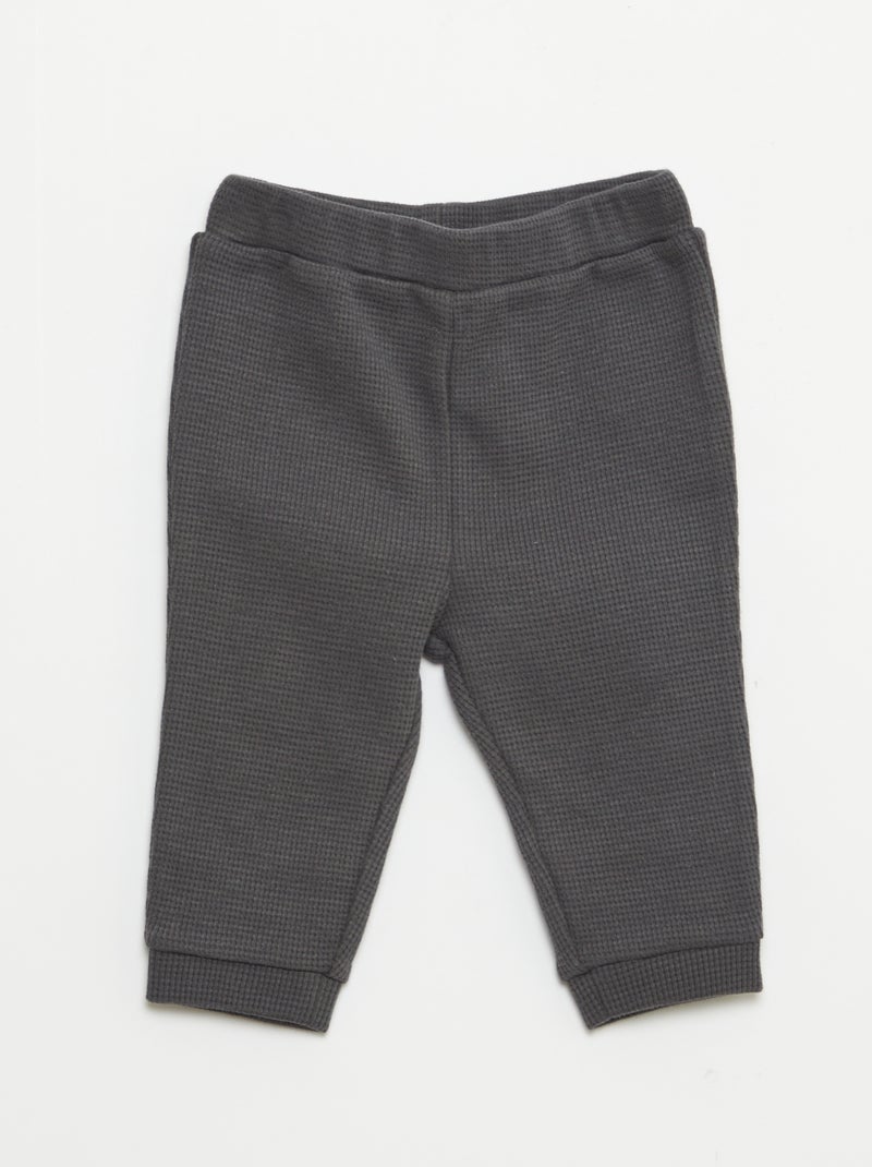 Ensemble sweat + pantalon en matière nid d'abeilles - 2 pièces gris - Kiabi