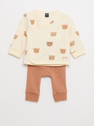 Ensemble sweat + pantalon en molleton - 2 pièces
