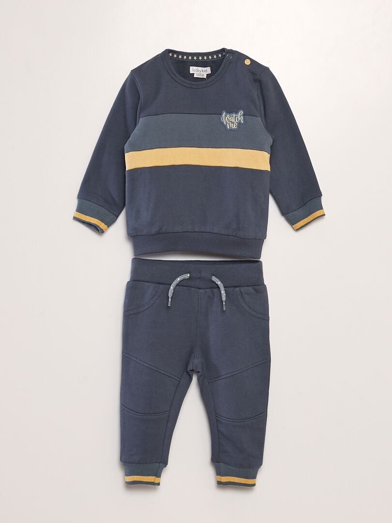 Ensemble sweat + pantalon en molleton - 2 pièces Bleu marine - Kiabi