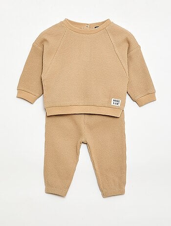 Ensemble sweat + pantalon en nid d'abeilles - 2 pièces