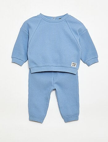 Ensemble sweat + pantalon en nid d'abeilles - 2 pièces