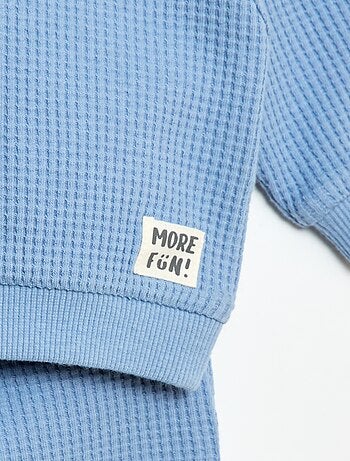 Ensemble sweat + pantalon en nid d'abeilles - 2 pièces