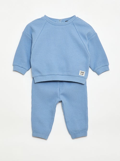 Ensemble sweat + pantalon en nid d'abeilles - 2 pièces - Kiabi Ensemble sweat + pantalon en nid d'abeilles - 2 pièces - Kiabi