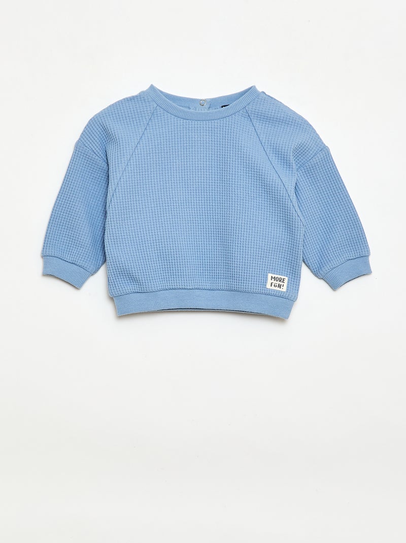 Ensemble sweat + pantalon en nid d'abeilles - 2 pièces Bleu - Kiabi