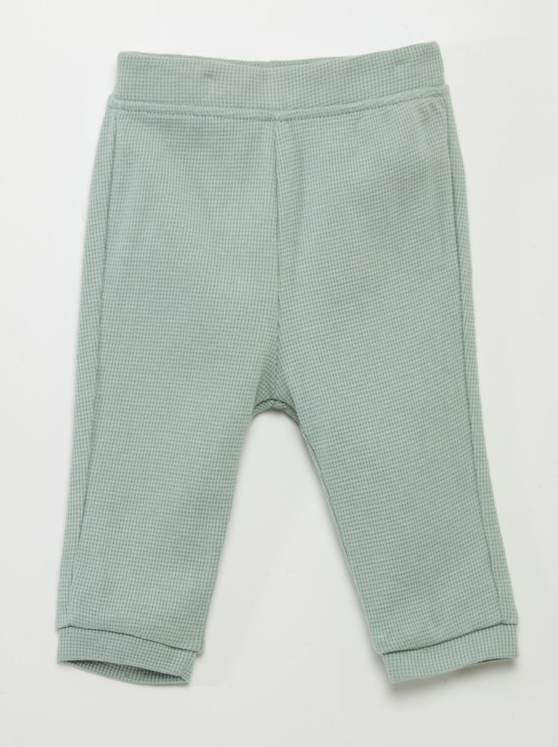 Ensemble sweat + pantalon en nid d'abeilles - 2 pièces Vert - Kiabi