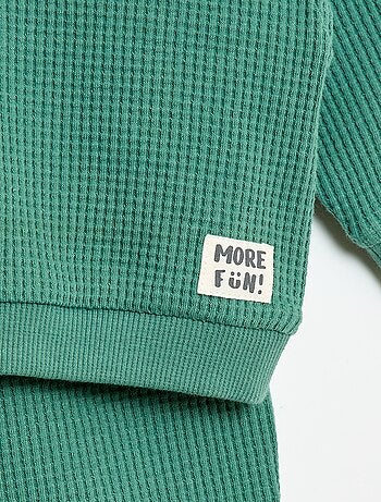 Ensemble sweat + pantalon en nid d'abeilles - 2 pièces
