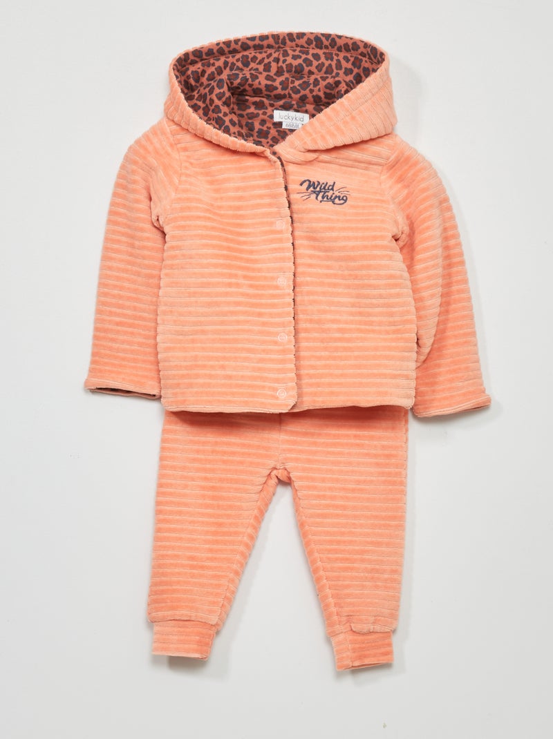 Ensemble sweat + pantalon en velours côtelé - 2 pièces Rose - Kiabi