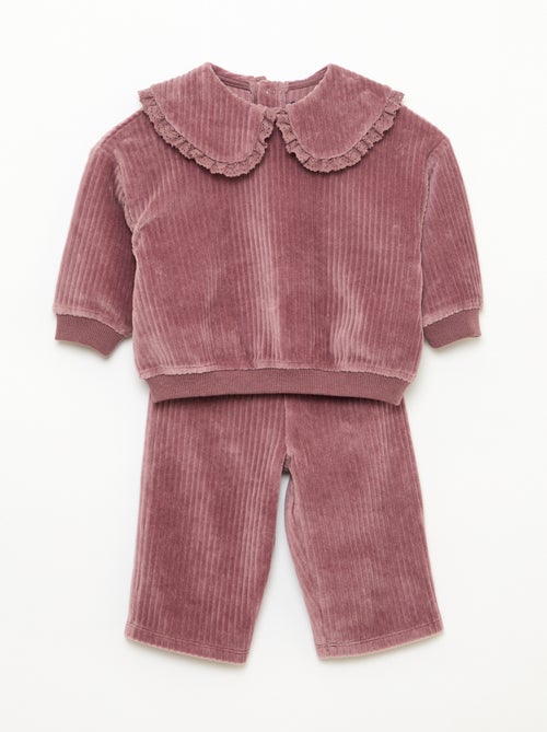Ensemble sweat + pantalon en velours côtelé - Kiabi