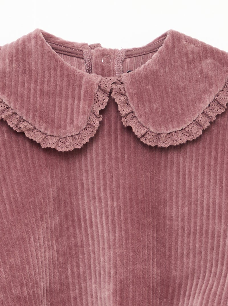 Ensemble sweat + pantalon en velours côtelé Violet - Kiabi