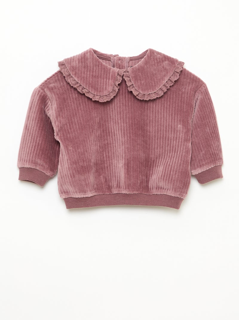 Ensemble sweat + pantalon en velours côtelé Violet - Kiabi