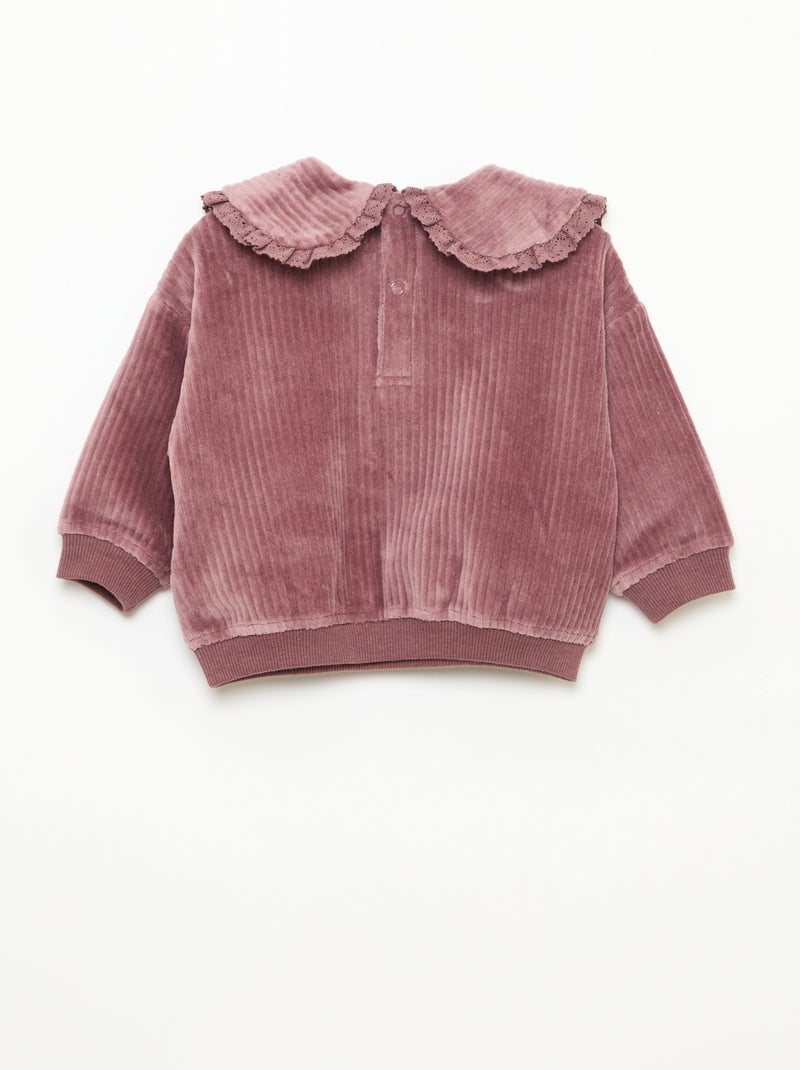 Ensemble sweat + pantalon en velours côtelé Violet - Kiabi