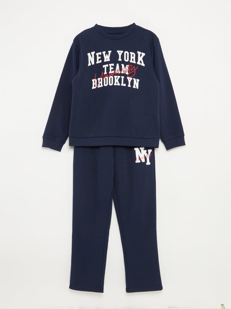 Ensemble sweat + pantalon esprit campus - 2 pièces Bleu - Kiabi