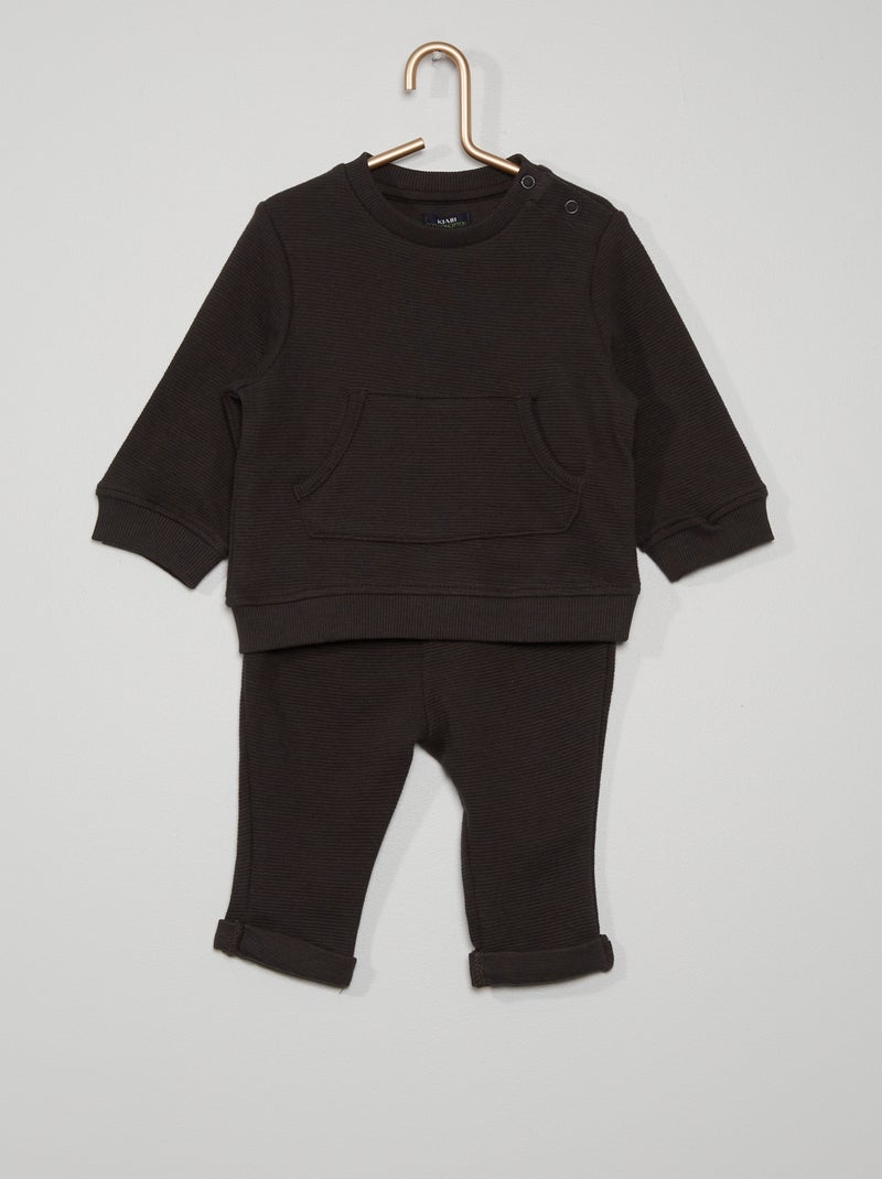 Ensemble sweat + pantalon gris foncé - Kiabi