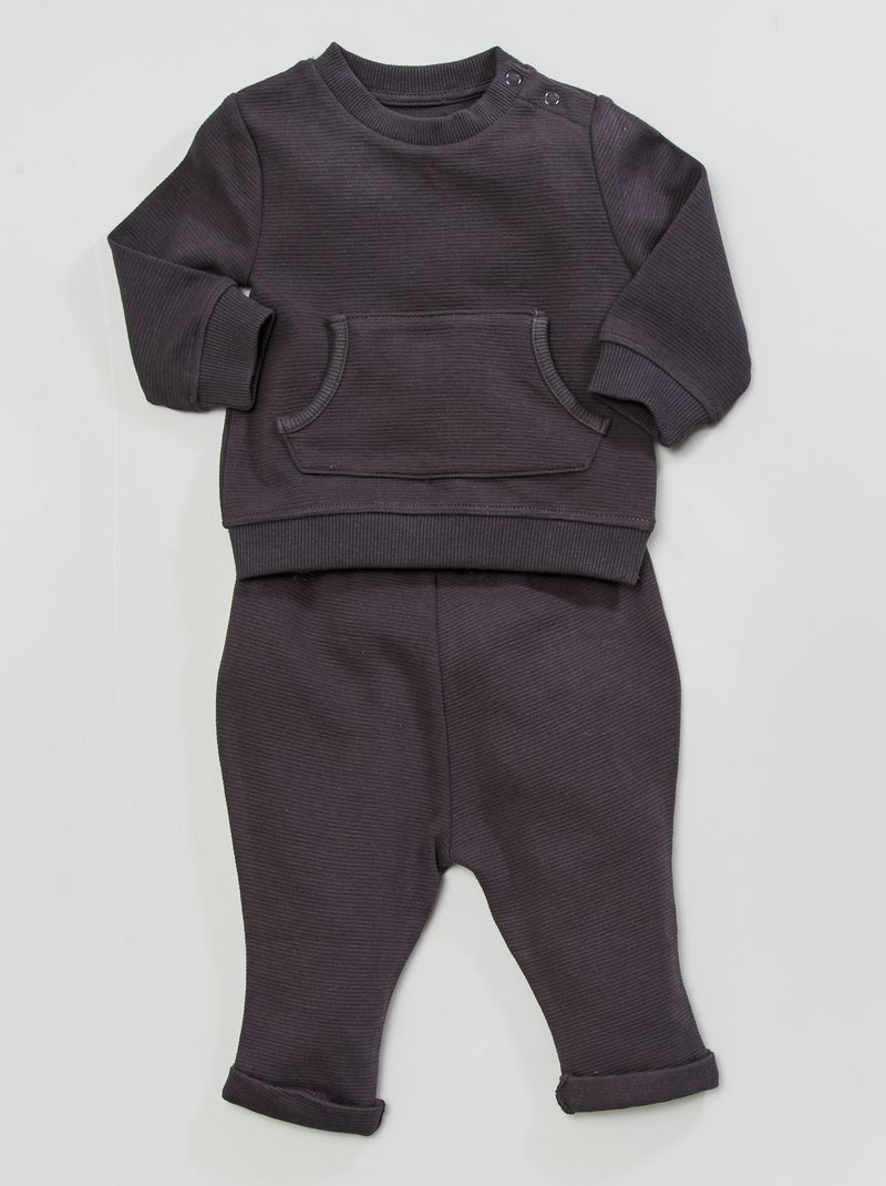 Ensemble sweat + pantalon gris foncé - Kiabi