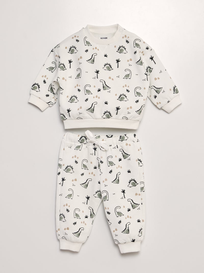 Ensemble sweat + pantalon imprimé - 2 pièces Blanc - Kiabi