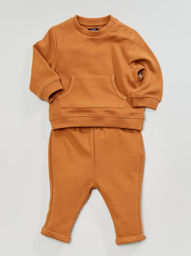 Ensemble sweat + pantalon marron ocre - Kiabi