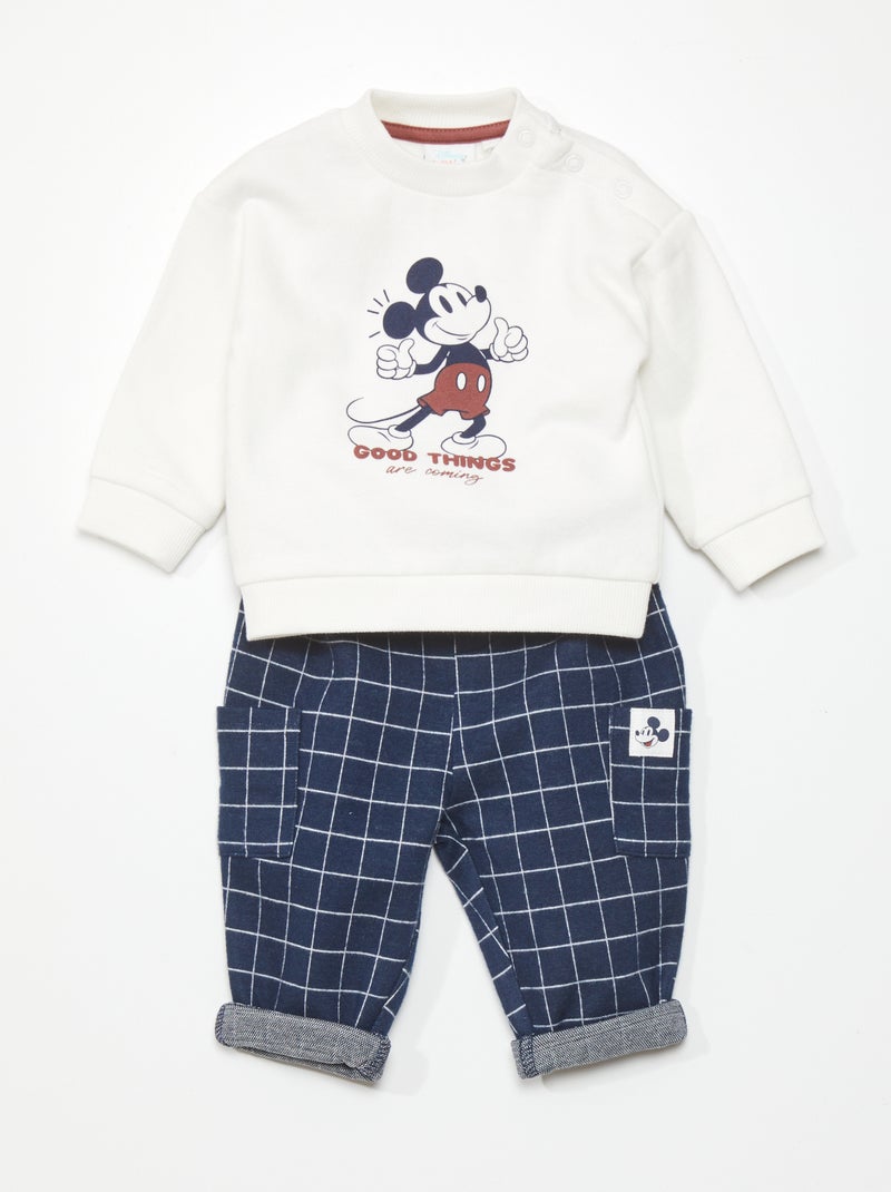 Ensemble sweat + pantalon 'Mickey' - 2 pièces Blanc/bleu foncé - Kiabi