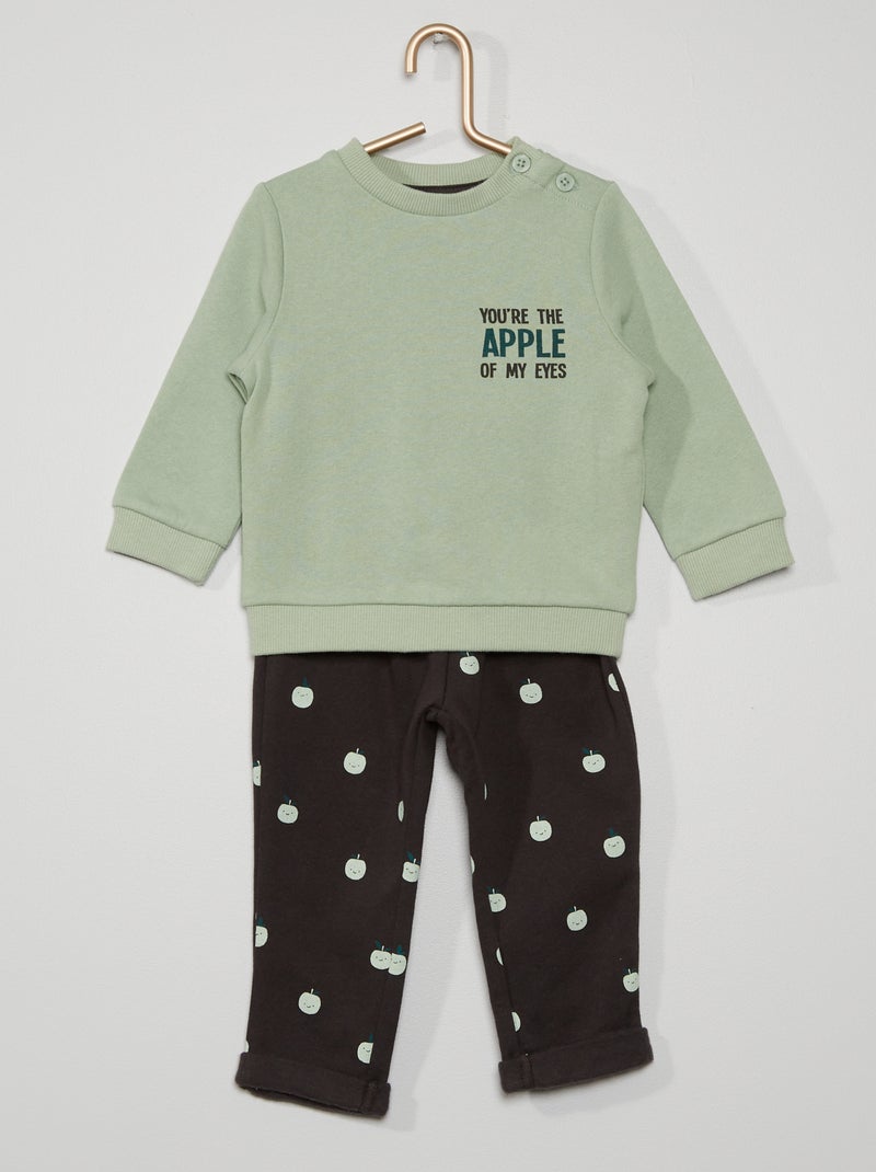 Ensemble sweat + pantalon vert pomme - Kiabi