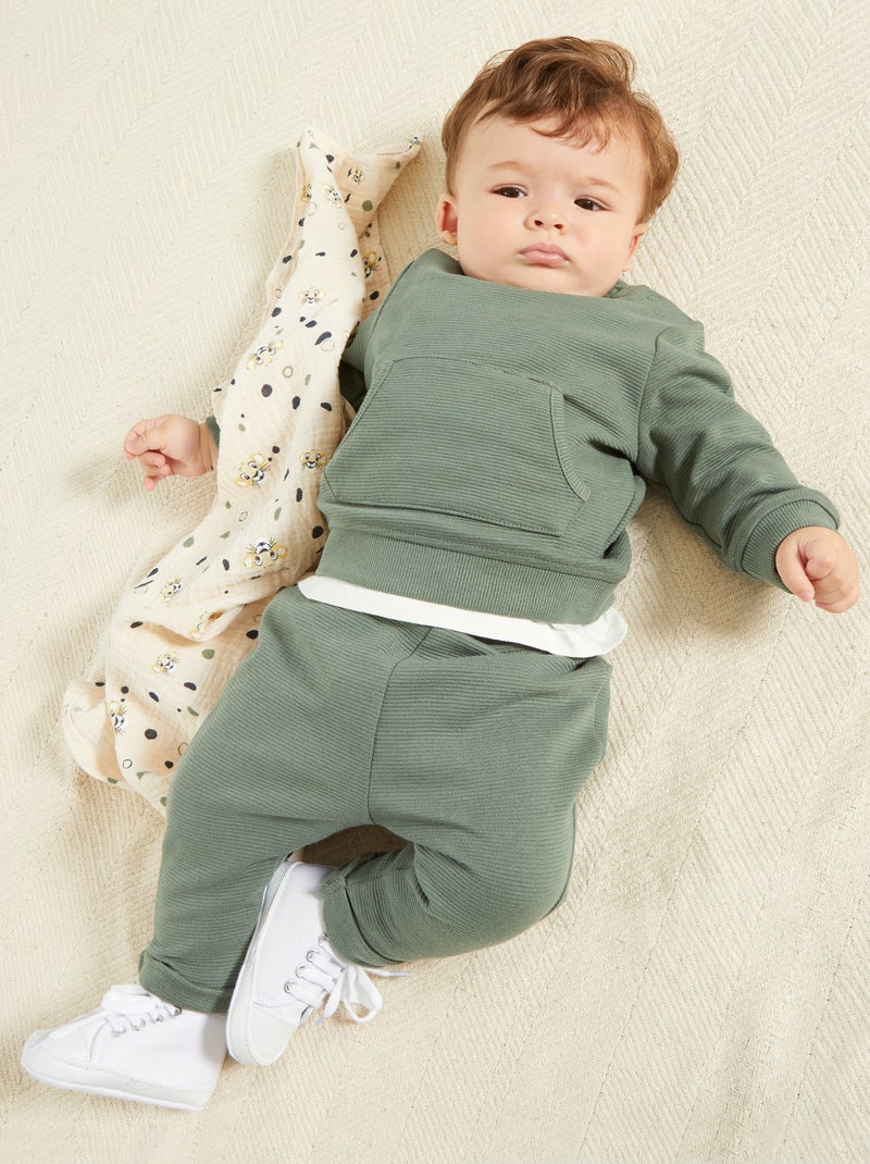 Ensemble sweat + pantalon vert - Kiabi