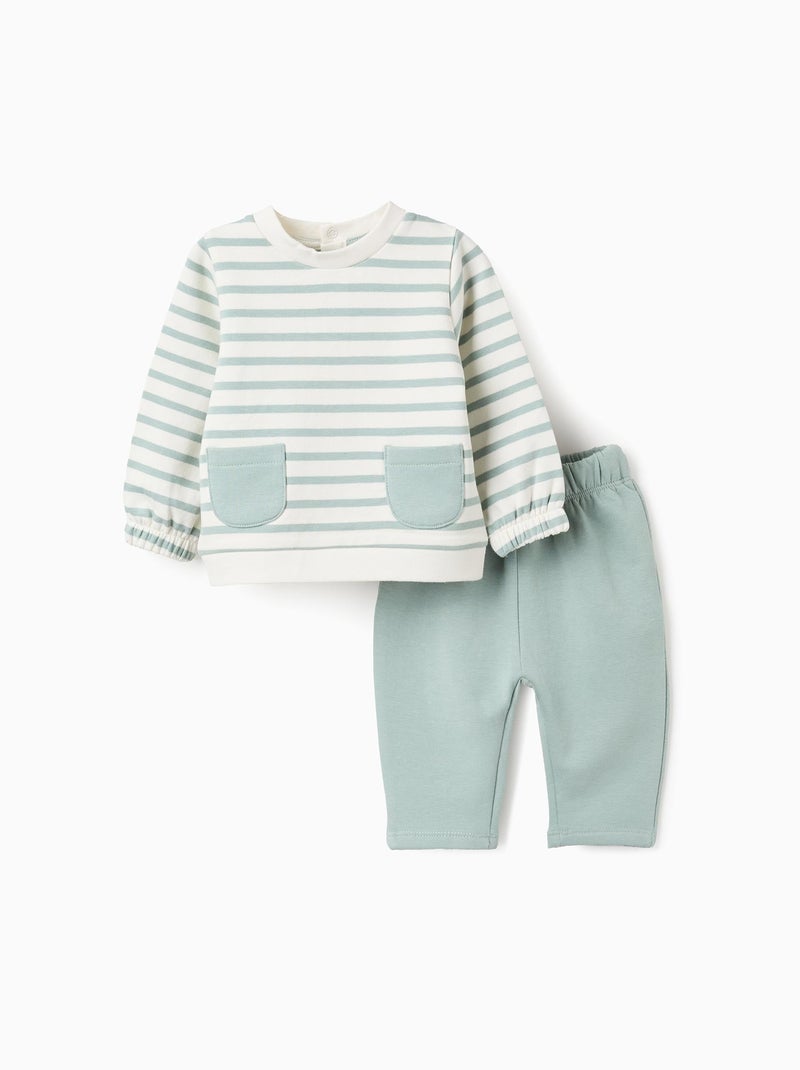 Ensemble Sweat Rayé + Pantalon Vert clair - Kiabi