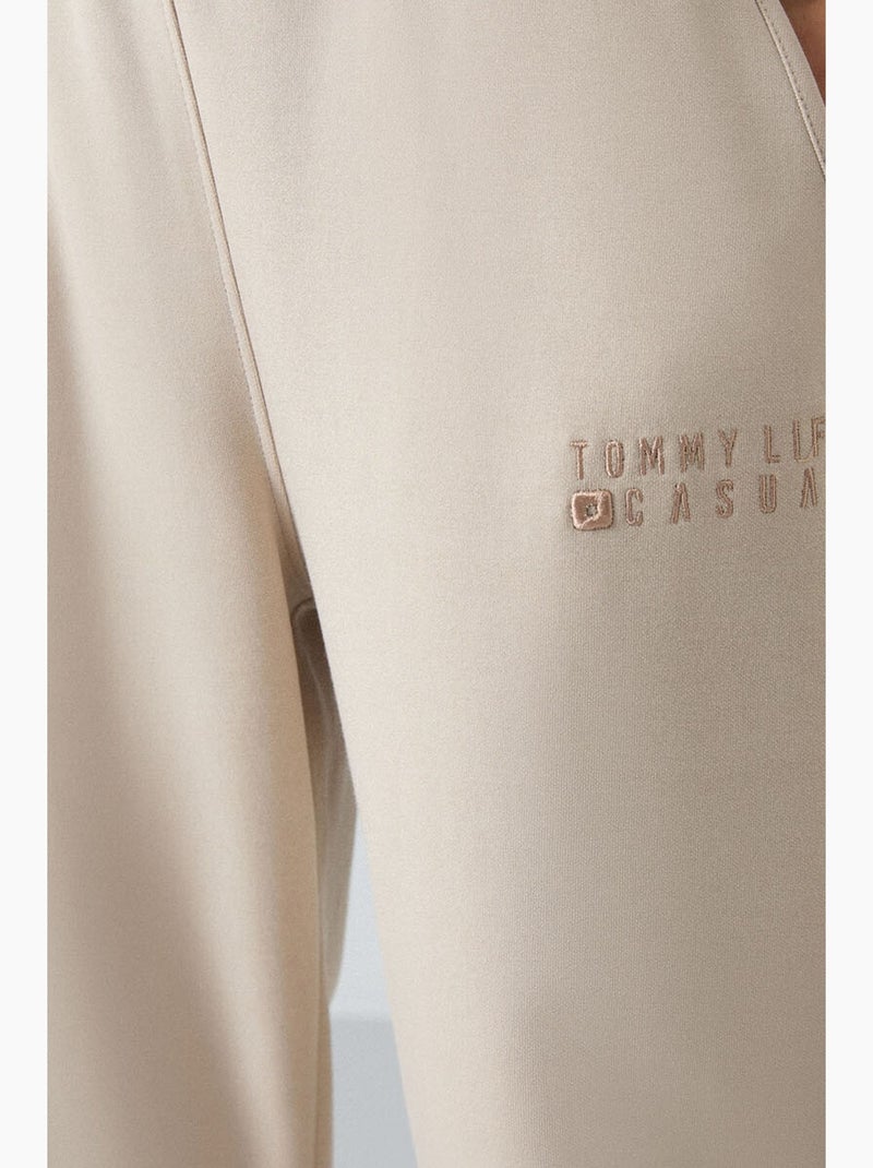 Ensemble sweat-shirt et pantalon oversize à col rond tommy Beige naturel - Kiabi
