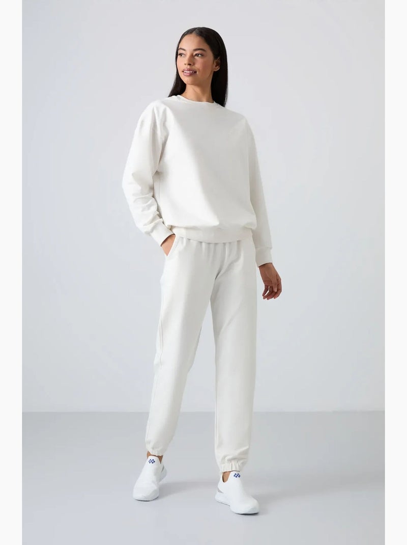 Ensemble sweat-shirt et pantalon oversize à col rond tommy Blanc cassé - Kiabi