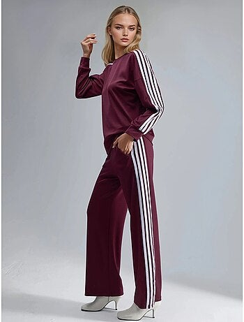 Ensemble sweat-shirt rayé à col rond et pantalon droit hiccup