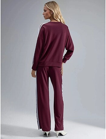 Ensemble sweat-shirt rayé à col rond et pantalon droit hiccup
