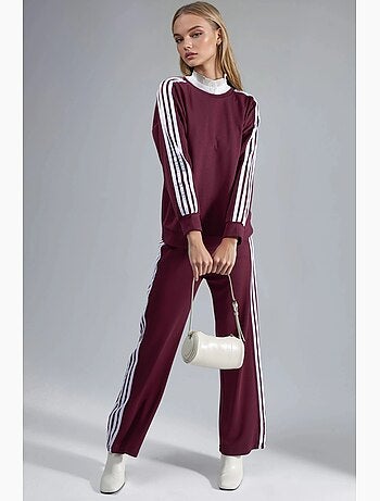 Ensemble sweat-shirt rayé à col rond et pantalon droit hiccup