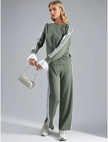 Ensemble sweat-shirt rayé à col rond et pantalon droit hiccup