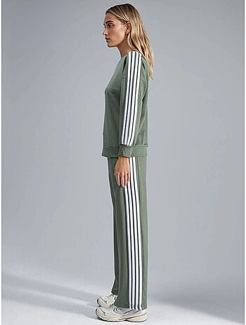 Ensemble sweat-shirt rayé à col rond et pantalon droit hiccup