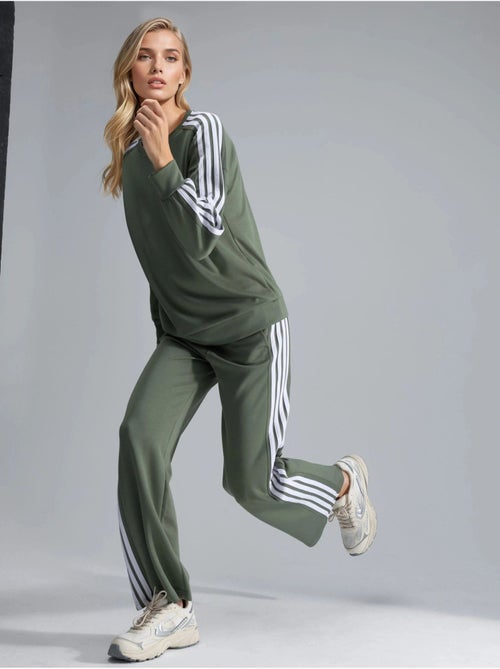 Ensemble sweat-shirt rayé à col rond et pantalon droit - Kiabi