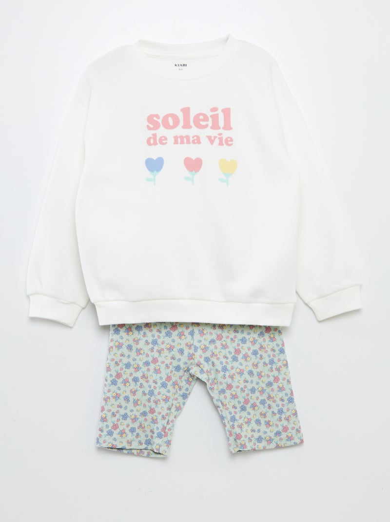 Ensemble sweat + short cycliste imprimé Blanc - Kiabi