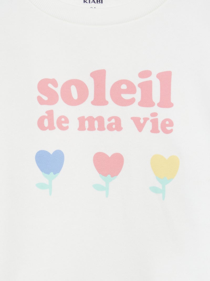 Ensemble sweat + short cycliste imprimé Blanc - Kiabi