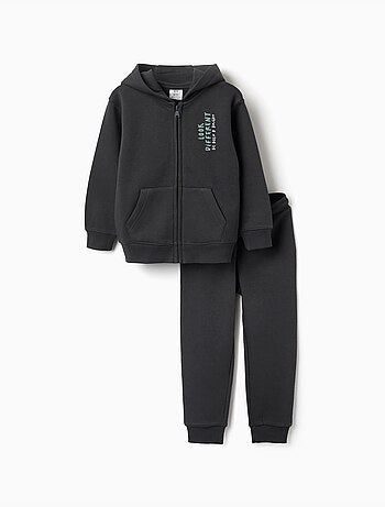 Ensemble sweat zippé à capuche et pantalon de jogging en coton peigné