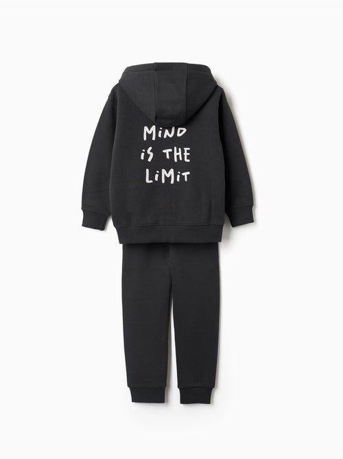 Ensemble sweat zippé à capuche et pantalon de jogging en coton peigné - Kiabi