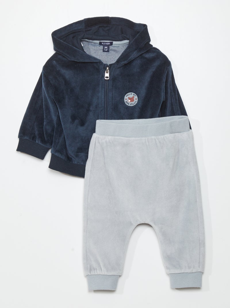 Ensemble sweat zippé + pantalon - 2 pièces Bleu/gris - Kiabi