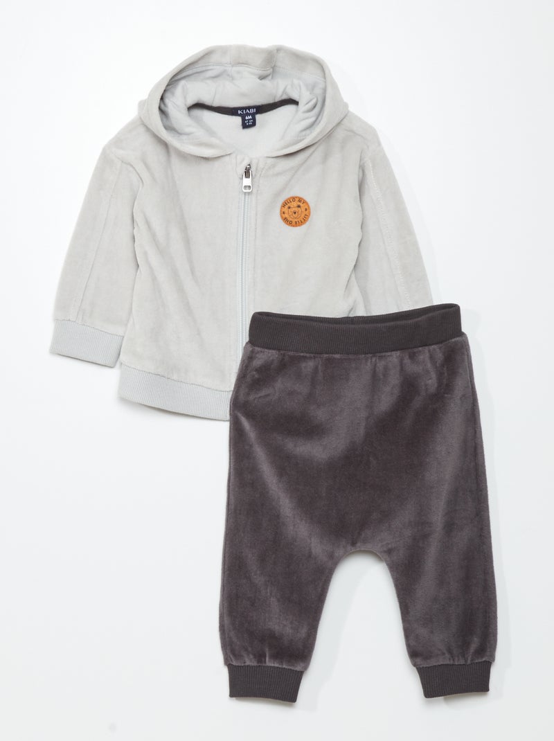 Ensemble sweat zippé + pantalon - 2 pièces Gris - Kiabi