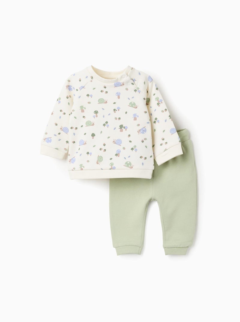 Ensemble Sweatshirt en coton polyester peigné + Pantalon Blanc - Kiabi