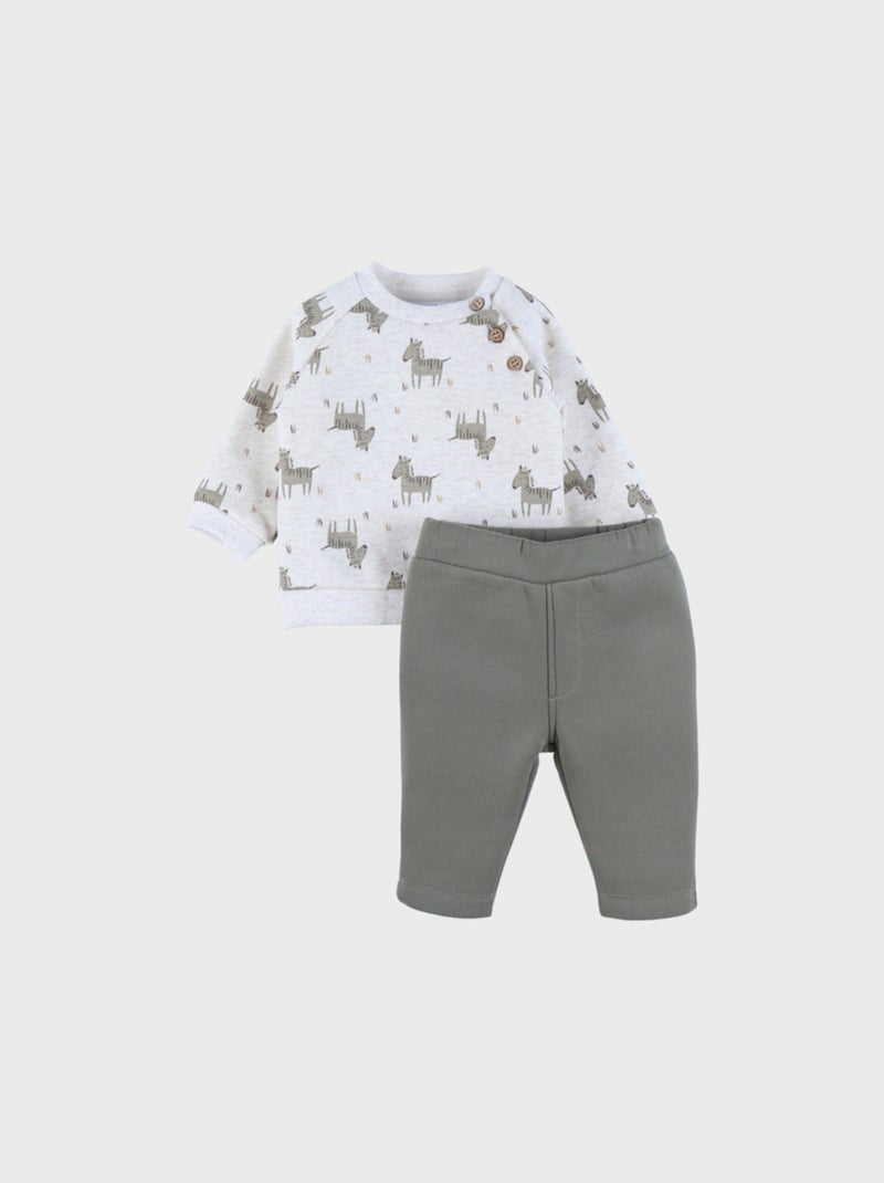 Ensemble sweatshirt et jogging zèbre en Sweatoloudoux® Noukie's Vert - Kiabi