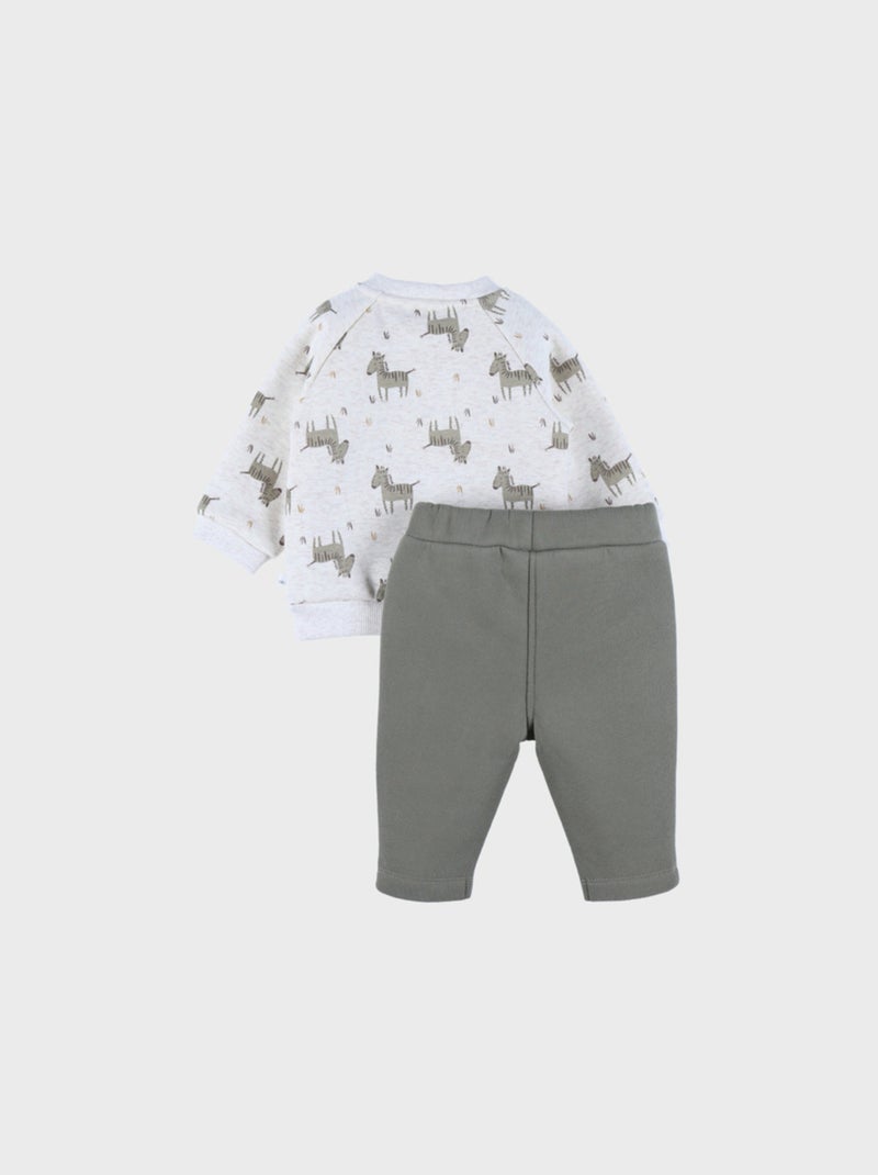 Ensemble sweatshirt et jogging zèbre en Sweatoloudoux® Noukie's Vert - Kiabi