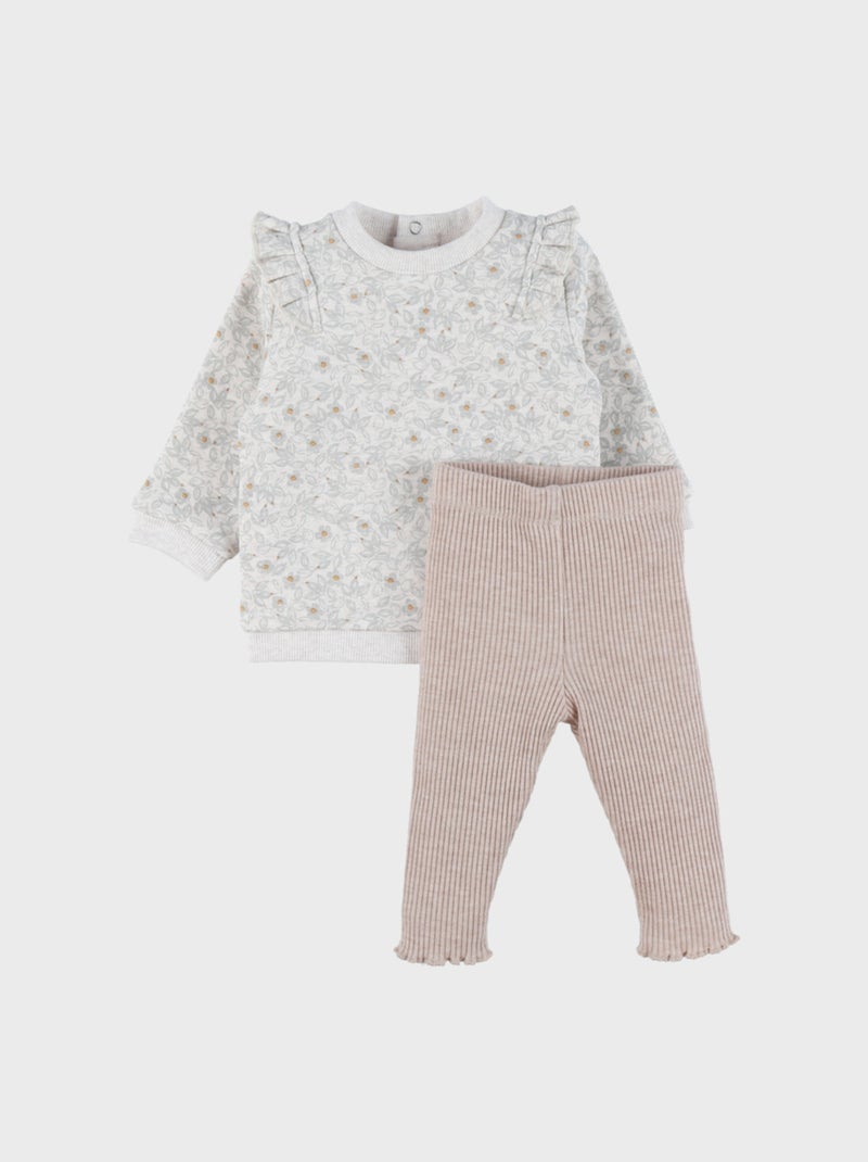 Ensemble sweatshirt fleuri et legging Noukie's Beige - Kiabi